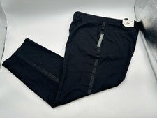 Pantalones de esmoquin para hombre Paisley y gris sedoso drapeado ajustado negros 46W 32L G