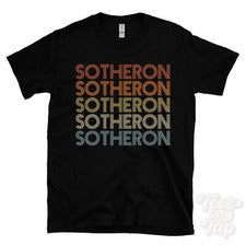 CAMISETA SOTHERON ESTILO RETRO REPETIDO Hombre y Mujer Novedad Genial Nombre Regalo