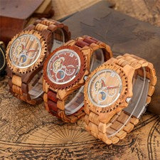 Reloj de pulsera automático de madera completo para hombre cierre plegable regalos