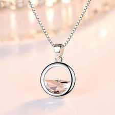 Colgante de gota de agua de cristal 925 collar de cadena de plata esterlina para mujer joyas Reino Unido