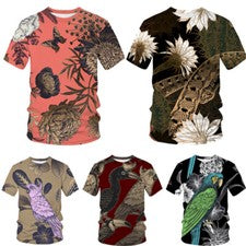 Loro Divertido Ropa de Calle Flor Lo último Impreso en 3D Camiseta Para Hombre Moda Informal Prendas para el torso