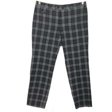Nuevo sin etiquetas PT01 Pantalón Para Hombres 50/34 Estilo Franela Calce Ajustado Lana Algodón Cuadros Gris Negro