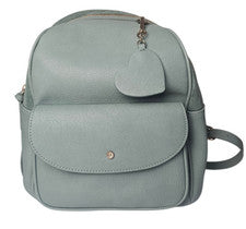 Mini Mochila Lauren Conrad Verde Corazón Dije 11.5" Imitación Cuero Gamuza Oro Rosa