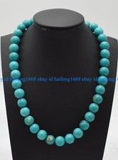 Echt 6/8/10/12mm Natürlich Blau Türkis Runde Edelstein Perlen Halskette 18"