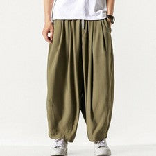 Pantalones informales harén sueltos estilo chino para hombre Yoga Kung Fu pierna ancha pantalones largos
