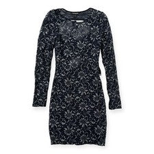 Nuevo con etiquetas Vestido Express Para Mujer Pequeño Negro Encaje Malla Elastizado Lápiz Ajustado Bodycon LBD