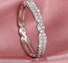 Anillo apilable minimalista plata S925 nuevo con joyas y detalle de giro todas las tallas