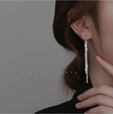Pendientes Pasadores Borla Palillos Diseño Plata de Ley 925 Mujer Pendientes