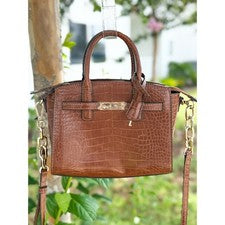 Bolso Bandolera Nine West Marrón Cocodrilo Repujado Nuevo sin Etiquetas