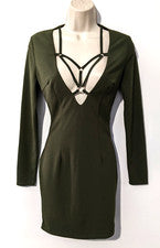 NUEVO Mini Vestido Missguided Para Mujer Caqui Arnés Talla 2 Verde Mezcla Poliéster