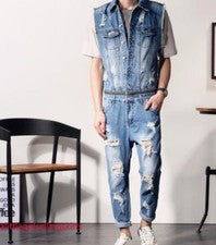 Chaqueta de mezclilla de verano para hombre Chaleco Jean de trabajo Desmontable Calce ajustado Monos Nuevo
