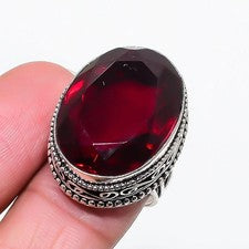 Anillo de plata de ley 925 con piedras preciosas granate de Mozambique hecho a mano joyería regalo anillo