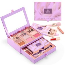 Pequeño juego de paleta de maquillaje para rostro | Set de regalo de cosméticos para mujer y niña | 12...