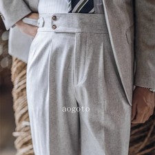 Pantalones informales estilo occidental para hombre pierna recta cintura alta traje de negocios pantalones