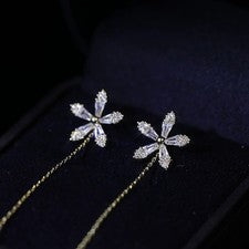 Pendientes Pasadores Plata de Ley 925 - Flor con Circonitas