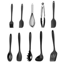Utensilio cocina acero inoxidable 10 Utensilios Cocina silicona negro