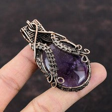 Estrella Amatista Piedras Preciosas Joyería Cobre Regalo San Valentín Alambre Envuelto Colgante 2.76"