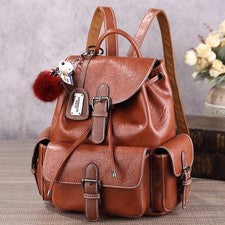 Mochila de cuero con cordón para mujer, bandolera bolso de hombro bolsos de mano