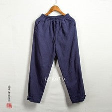 Pantalones Lápiz Retro Algodón Lino Para Hombres Largos Estilo Chino Pantalones Informales Sueltos Talla