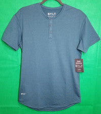 Camisa Henley BYLT Para Hombres Pequeña Manga Corta Corte Caída Evergreen Clásica Activa Nueva con Etiquetas