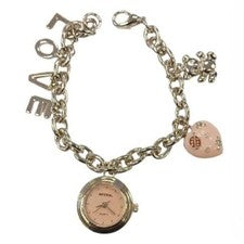 Reloj Transparente Mini Dial Pulsera Correa con Colgantes LOVE Dijes Regalo para Dama