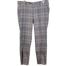 Pantalones Pantalones Paisley y Gris Calce Ajustado Estilo Ventana Tostado Negro A Cuadros 37x29 Nuevos sin Etiquetas