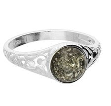 Anillo Cabachón Ámbar Verde Anillo Plata Esterlina Tallas L A R Suministro del Reino Unido