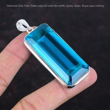 Colgante de compromiso artesanal con bisel de piedra de indicolita radiante de plata de ley 925