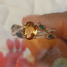 Anillo de topacio dorado - Anillo de piedra de nacimiento de noviembre - Piedras preciosas amarillas - Anillo de topacio