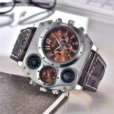 Relojes deportivos Oulm 1349 para hombre esfera grande súper grande cuarzo brújula decorativa reloj
