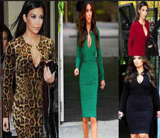 DS02 Damas Mujeres Moda Celebridades Manga Larga Bodycom Vestido Elástico