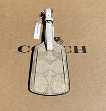 Etiqueta de equipaje COACH CF888 en lona exclusiva $78 dorado claro caqui tiza