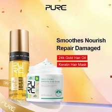 Mascarilla capilar PURC 24K oro suavizante aceite capilar y tratamiento queratina reparación dañada