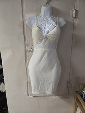 Vestido mujer blanco talla pequeña diseño encaje