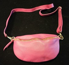 Bolso Bandolera/Bolso Bandolera Borse In Pelle-Italiano de Cuero Guijarro Magenta Nuevo sin Etiquetas