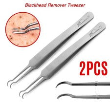 Pinzas removedoras de espinillas 2 piezas herramienta de aguja curva extractor de manchas de espinillas para acné