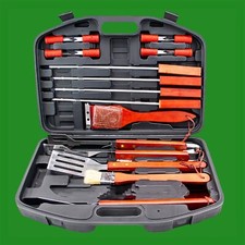 Juego de herramientas para parrilla de barbacoa de 17 piezas y estuche de almacenamiento rígido utensilio para barbacoa 