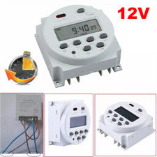 DC/AC Digital LCD Temporizador 12V,16A Temporizador Programable Interruptor-Tiempo Bueno.