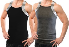 Paquete de 2 camisetas sin mangas con ribete de tono estilo unidad G corte cuadrado Different Touch para hombre