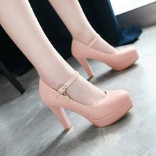 Zapatos de salón con plataforma y hebilla Mary Jane con correa para el tobillo punta redonda con tacón alto del Reino Un