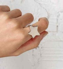 Grueso Anillo Estrella Plata de Ley 925 Anillo, Anillo de Plata Hecho a Mano, Mujer Elegante