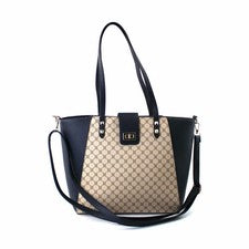 Bolso de Mano Para Mujer Grande Azul Marino y Diseño Kahki Monograma