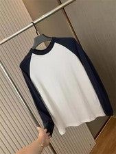 Nueva Camiseta Hombre Cuello Redondo Algodón Manga Larga Moda Primavera Otoño