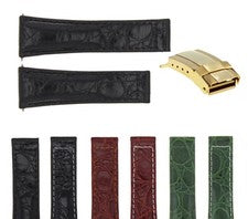CORREA DE RELOJ DE CUERO PARA ROLEX DAYTONA 116520 CORTA NEGRA, BRONCEADA, ORO VERDE