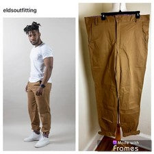 ¡NUEVO SIN ETIQUETAS! $139 Pantalones de Equipamiento Fields Para Hombres 40 Algodón Tostado Elastizado Plano AGOTADO