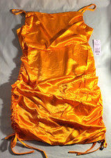 Minivestido ceñido al cuerpo Wild Fable para mujer XS naranja suave satinado sin mangas lados fruncidos