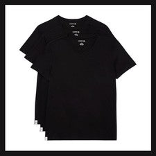NUEVO CON ETIQUETAS - Paquete de 3 camisetas interiores Lacoste para hombre 100 % algodón ajuste regular cuello en V tal