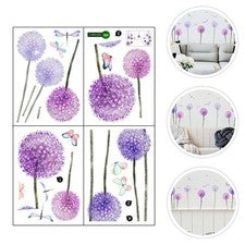 1 juego de calcomanías de pared de diente de león púrpura hágalo usted mismo PVC hogar interior decoración de pared