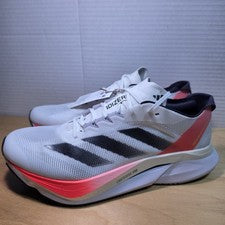 Hombres 10 - Adidas Adizero Boston 12 Blanco/Rojo Zapatos para Correr IF9210 Nuevo