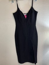 Sexy Vestido AGACI Para Mujer M Negro Ajustado Pierna Abertura Moda Correa Espagueti Nuevo con Etiquetas